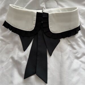 Black and White Ruffled Collar with Bow
